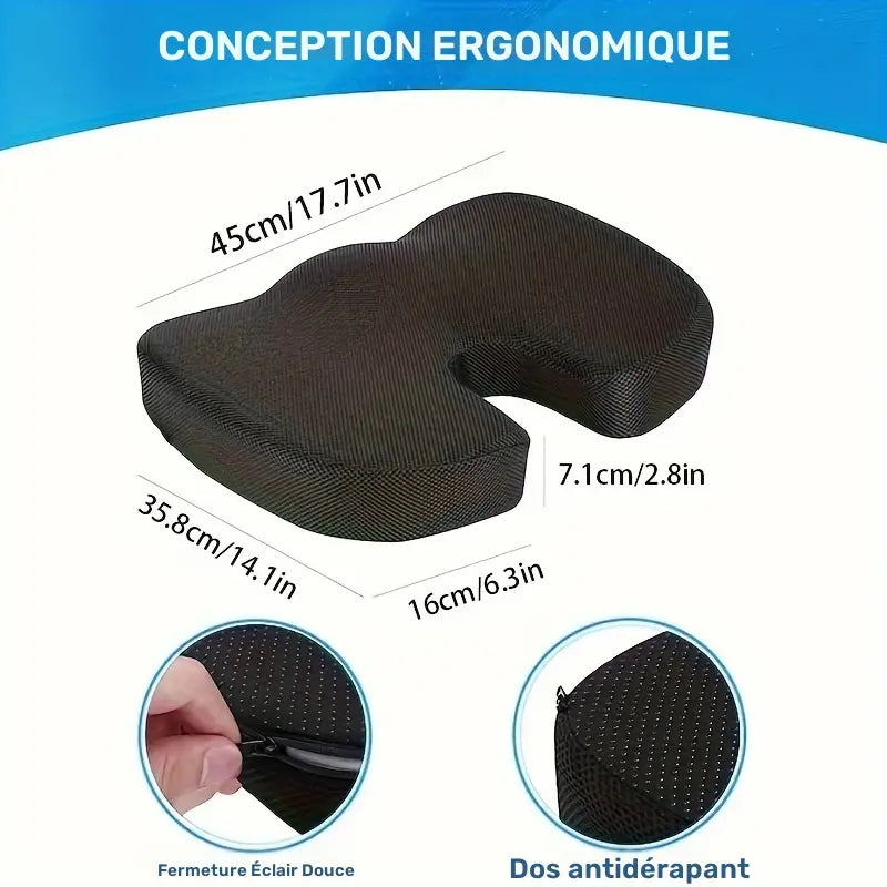 Le Secret d'une Assise Parfaite : Votre Coussin Orthopédique à Mémoire de Forme pour un Soutien Optimal.