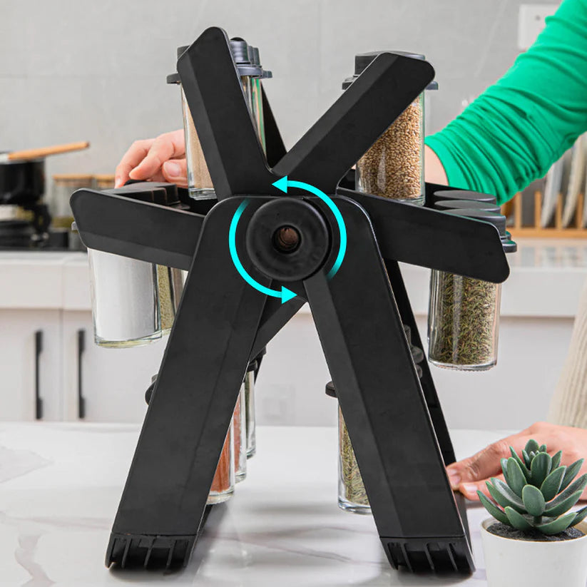 L'Organisation Ultime : Porte-Épices à 18 Pots, Pliable et Rotatif pour un Accès Instantané.