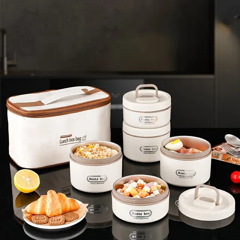 Gardez vos Repas Chauds et Frais avec Style : Le Set Lunch Box Isotherme et ses 4 Contenants en Inox.