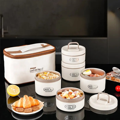 Gardez vos Repas Chauds et Frais avec Style : Le Set Lunch Box Isotherme et ses 4 Contenants en Inox.