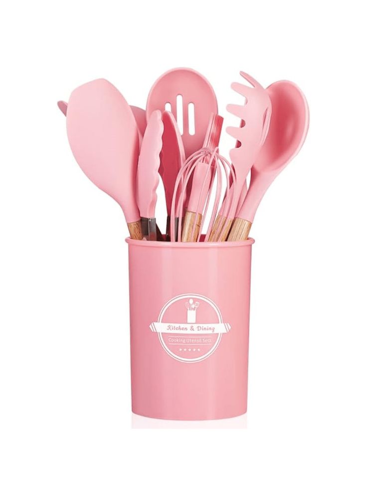 Cuisinez avec Style et Sérénité : Le Set Complet de 12 Ustensiles Anti-Rayures avec son Pot de Rangement.