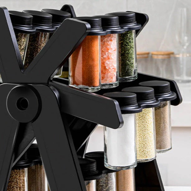 L'Organisation Ultime : Porte-Épices à 18 Pots, Pliable et Rotatif pour un Accès Instantané.