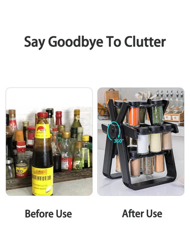 L'Organisation Ultime : Porte-Épices à 18 Pots, Pliable et Rotatif pour un Accès Instantané.
