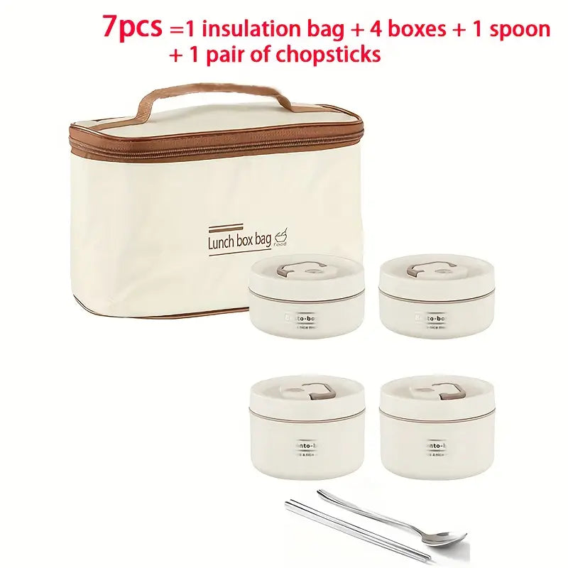 Gardez vos Repas Chauds et Frais avec Style : Le Set Lunch Box Isotherme et ses 4 Contenants en Inox.